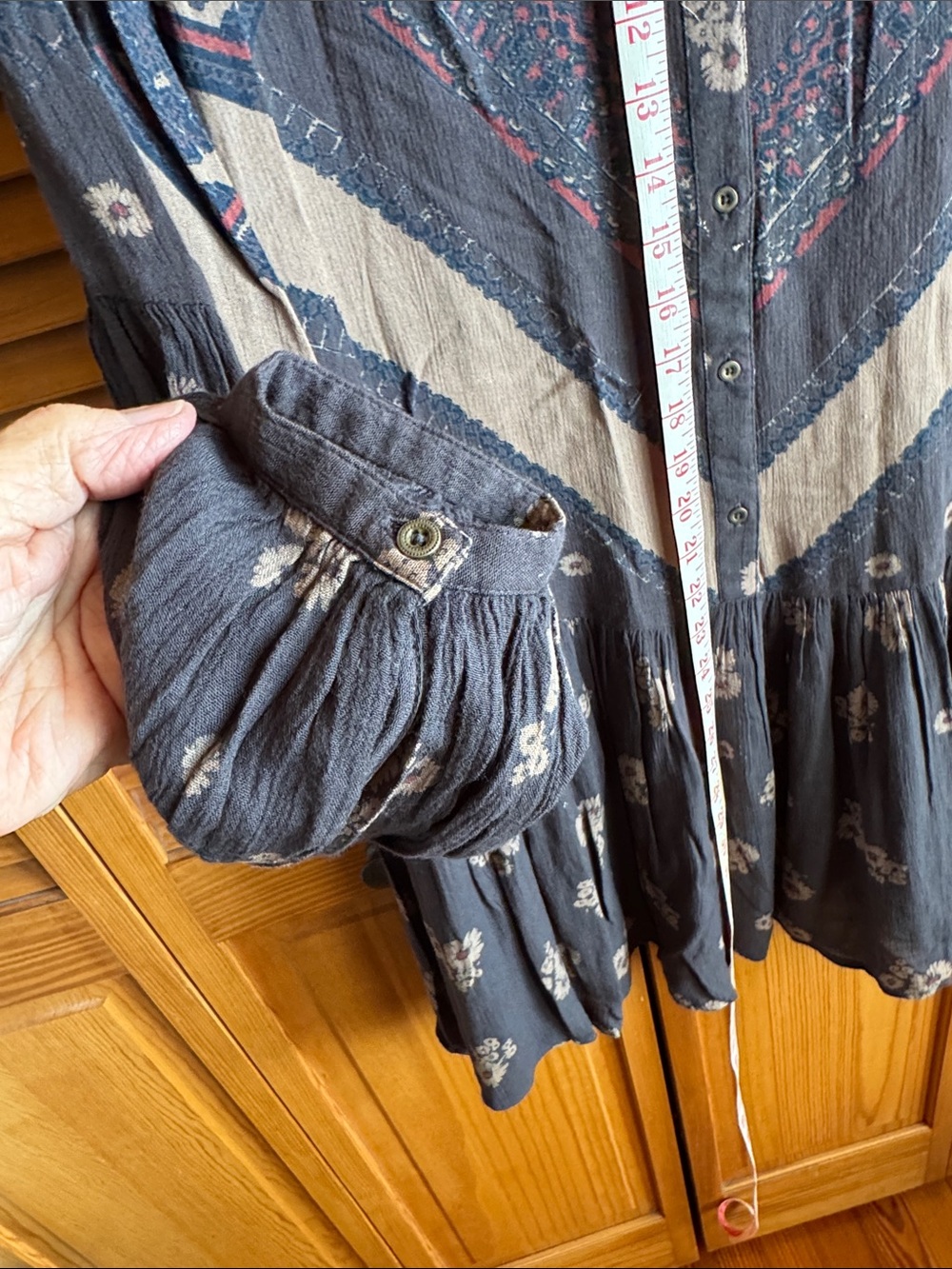 FREE PEOPLE Boho Floral Button-Front Midi Dress Dark Brown - Picture 6 of 12